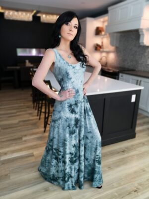 Gorgeous greenish teal maxi tie-dye dress.