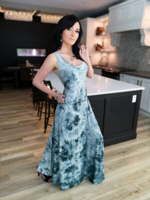Gorgeous greenish teal maxi tie-dye dress.