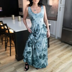Gorgeous greenish teal maxi tie-dye dress.