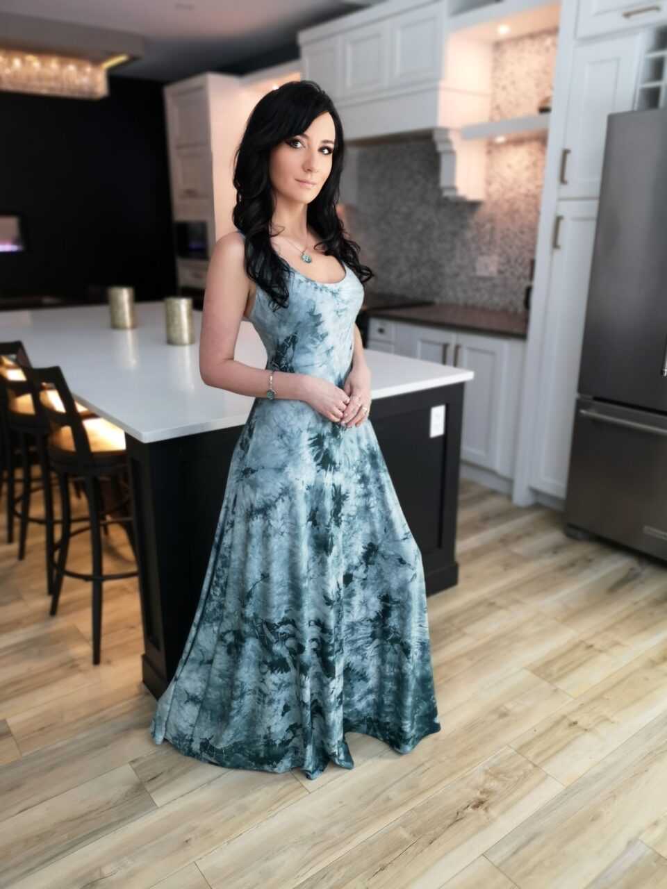 Gorgeous greenish teal maxi tie-dye dress.