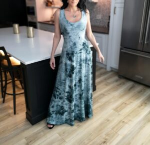 Gorgeous greenish teal maxi tie-dye dress.