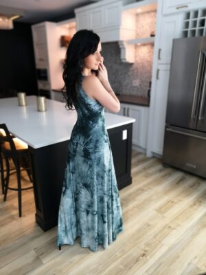 Gorgeous greenish teal maxi tie-dye dress.