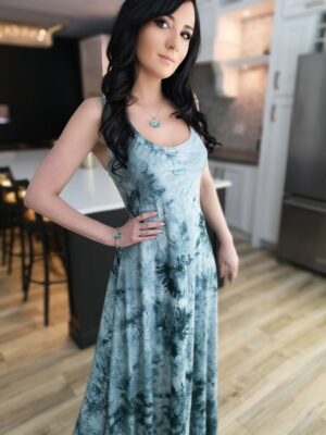 Gorgeous greenish teal maxi tie-dye dress.