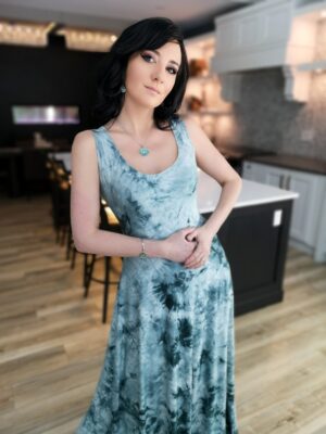 Gorgeous greenish teal maxi tie-dye dress.