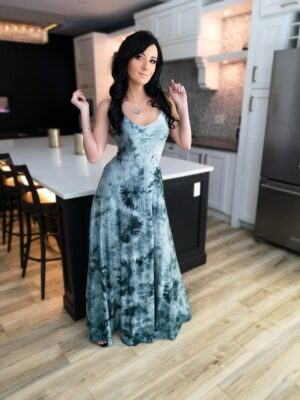 Gorgeous greenish teal maxi tie-dye dress.