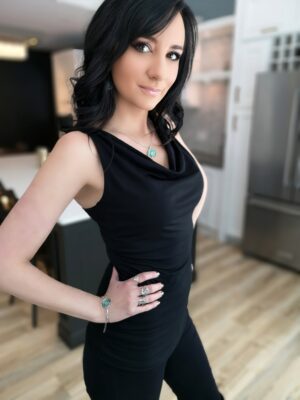 Soft black cowl neck tank top.