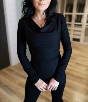 Soft black bamboo long sleeve top.