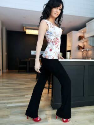 Stylish black fitted bamboo pant.