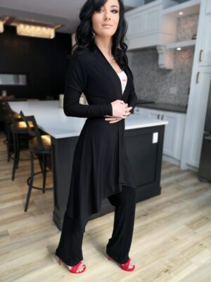 Classy long-sleeve black cardigan, bamboo blend.