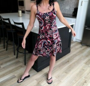 Short paisley red sundress.