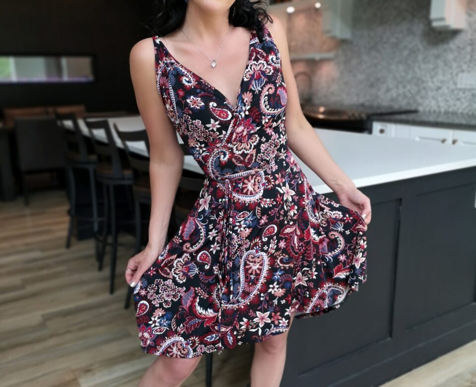 Paisley open back dress.