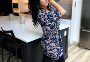 Blue paisley chiffon flowing cover up.