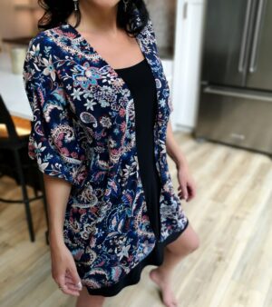 Blue paisley chiffon flowing cover up.