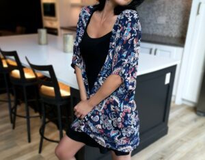 Blue paisley chiffon flowing cover up.