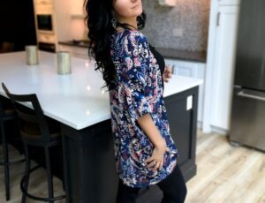 Blue paisley chiffon flowing cover up.