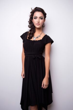 Black tissue hem dress.