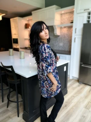 Blue paisley chiffon flowing cover up.