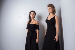 Black cowl neck backless maxi dress.