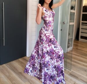 Floral colorful print maxi dress.