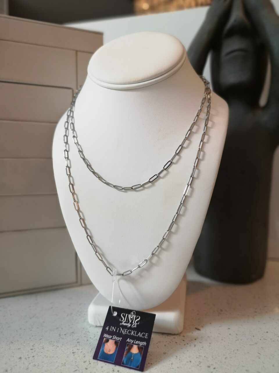 Sims jewelry. Long silver chain.