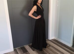 Black maxi wrap dress.