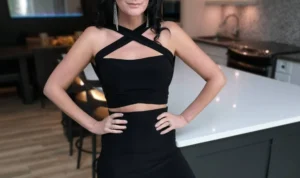 Black crop top tube top with two long, versatile ties.