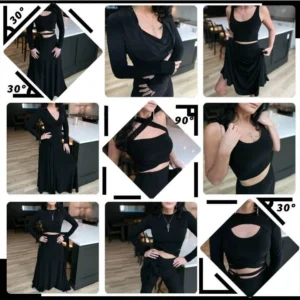 Black crop top tube top with two long, versatile ties.
