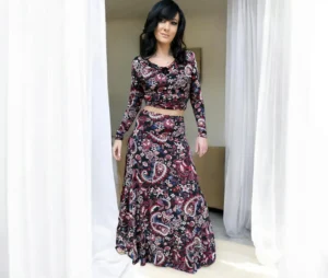 Maxi Paisley A-line Skirt,