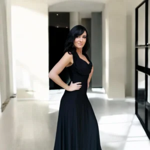 Hooded black maxi dress.