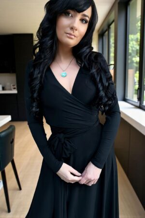 Maxi Black Long-Sleeve Bamboo Fitted Wrap Dress | Genessa Jackson
