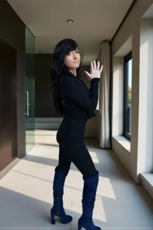 Black ribbed long sleeve top with a oversized long cowl neck and built in insert.