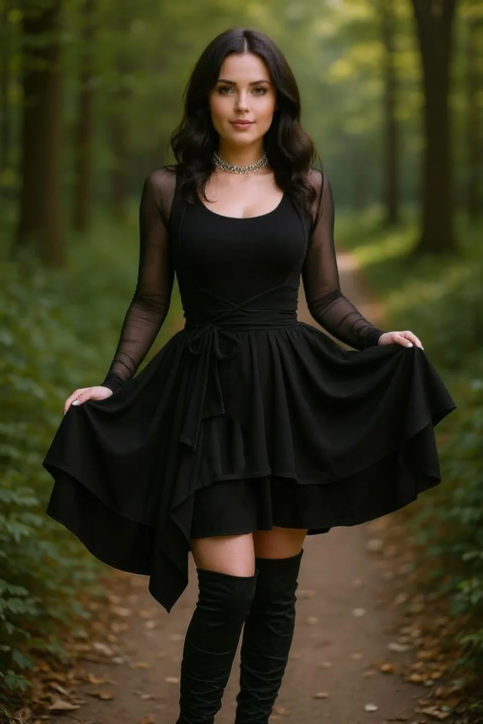 Short Black Tissue Hem Dress