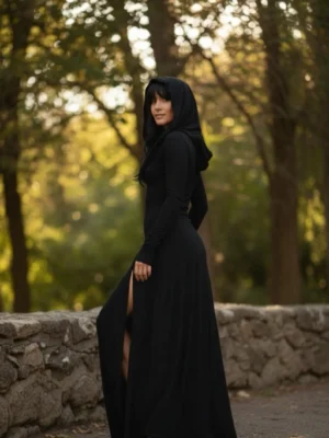 Bamboo double-slitted maxi dress with shorts that go underneath.