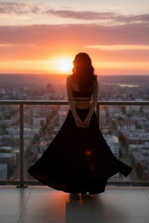 Black open-back maxi dress with front slit, back string detail and band to cover bra.