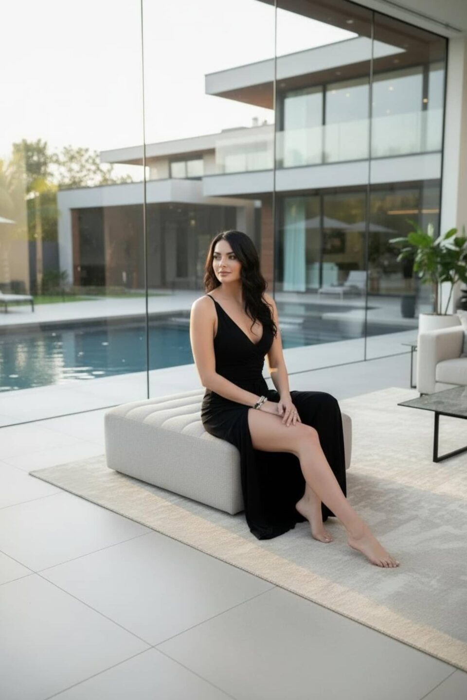 Black Open-Back Maxi Dress