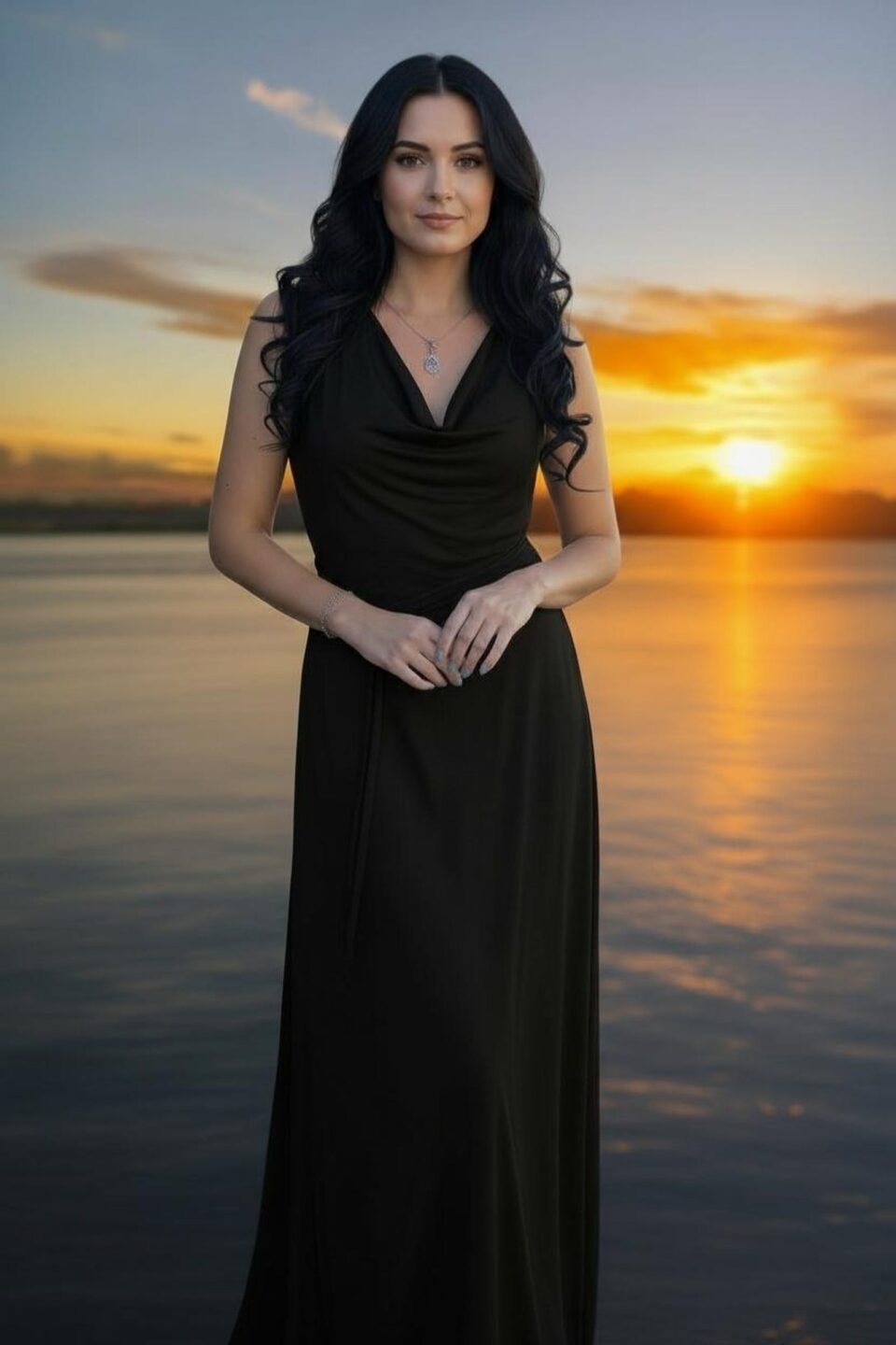Black Cowl Neck Maxi Dress