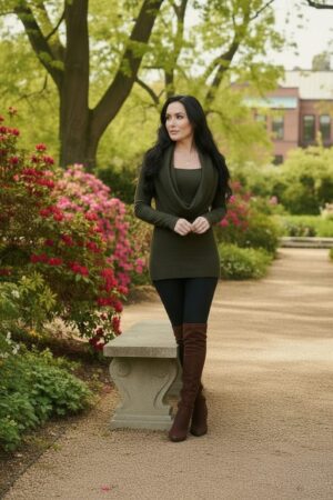 Viscose blend bark texture knit top, with long sleeves and oversized cowl neck.