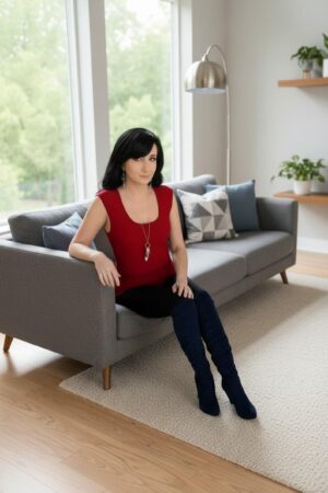 Basic fitted cap-sleeve fire red modal top.