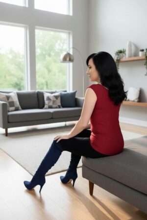 Basic fitted cap-sleeve fire red modal top.