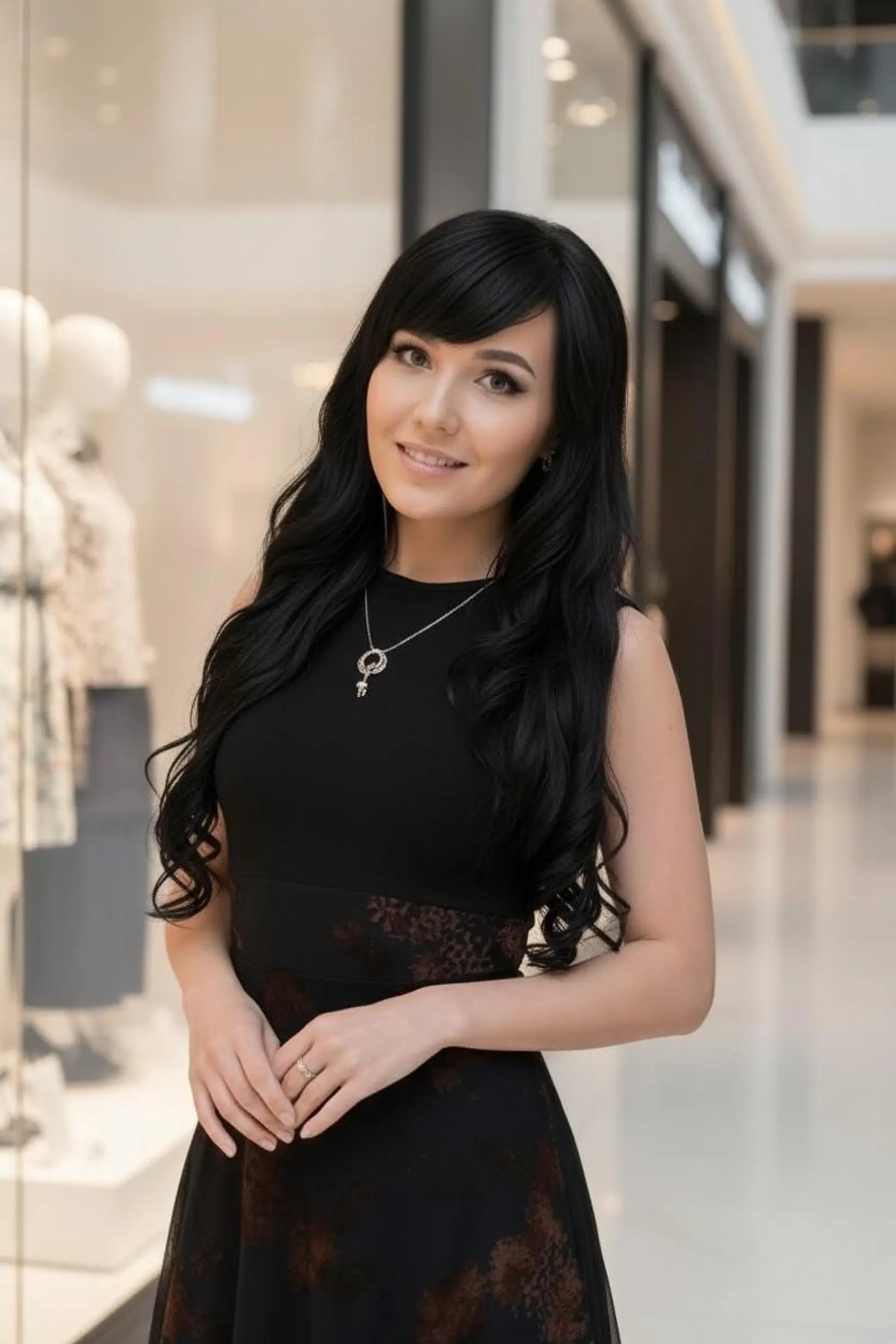 Black Mesh Dress with Velvet Floral Stencil Overlay