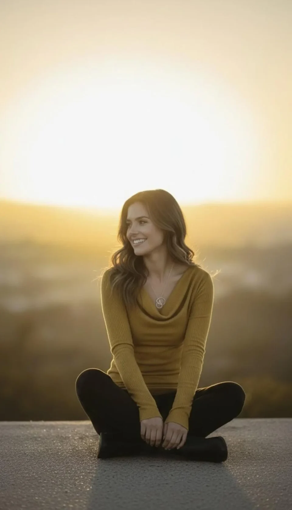 Long Sleeve Cowl Neck Top in Mustard Yellow, Soft Viscose Spandex