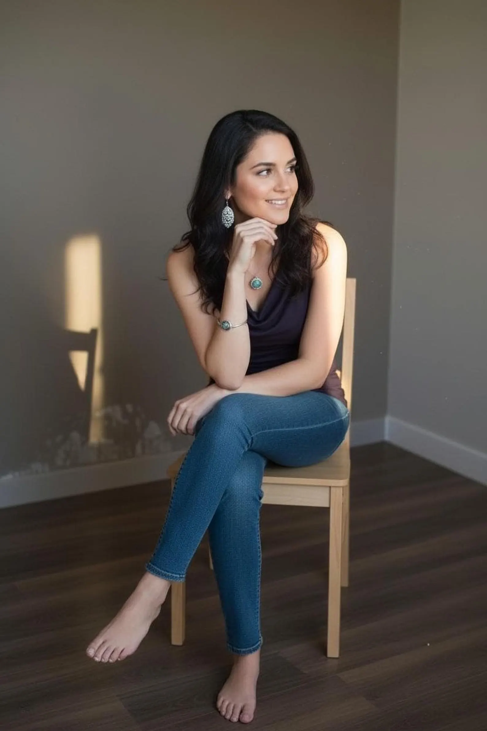 Cowl Neck Tank in Dark Purple Blue, Comfortable Fitted Top