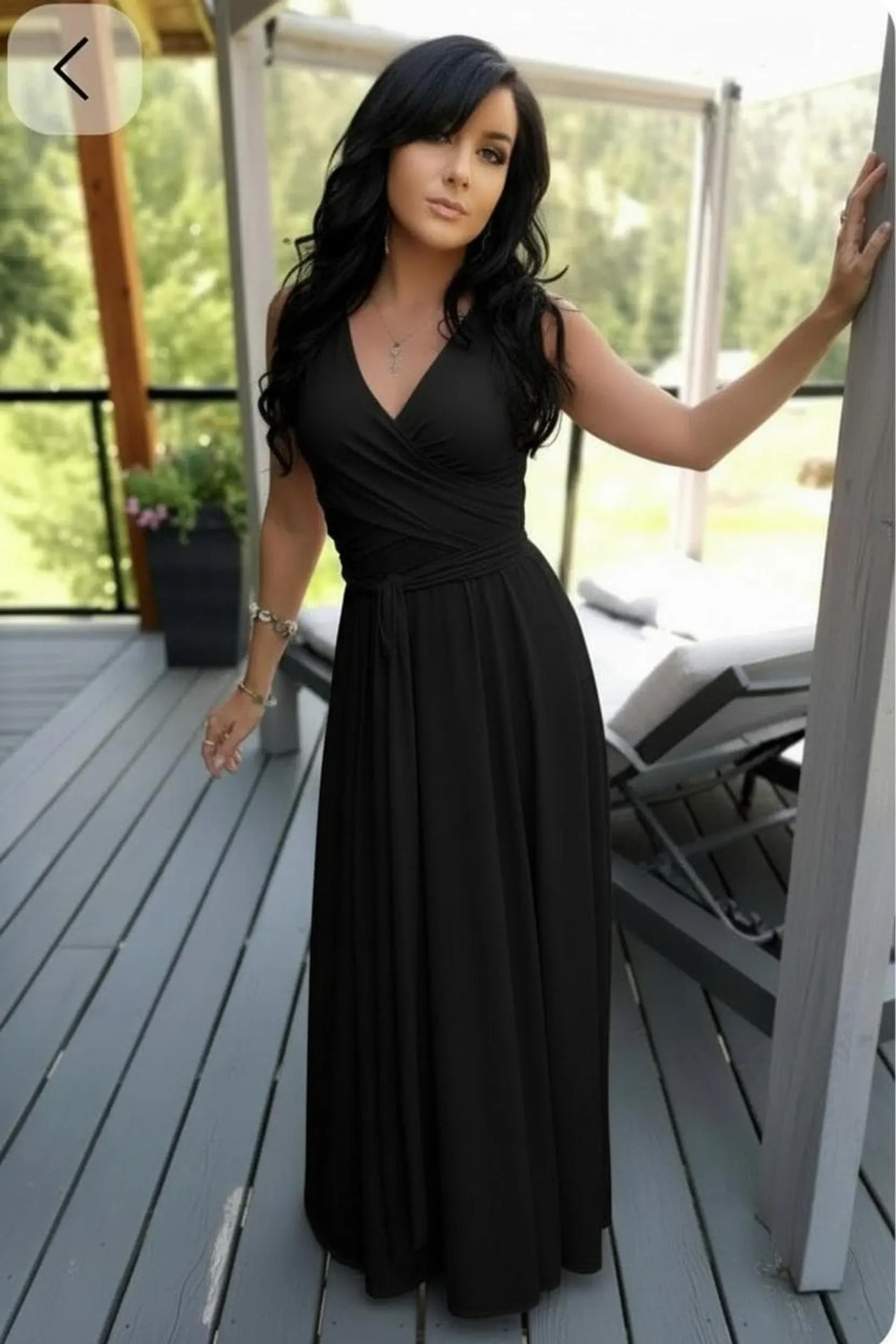 Maxi Black Dress, Bamboo Sleeveless Reversible Wrap, Size Options Available for Versatile Style