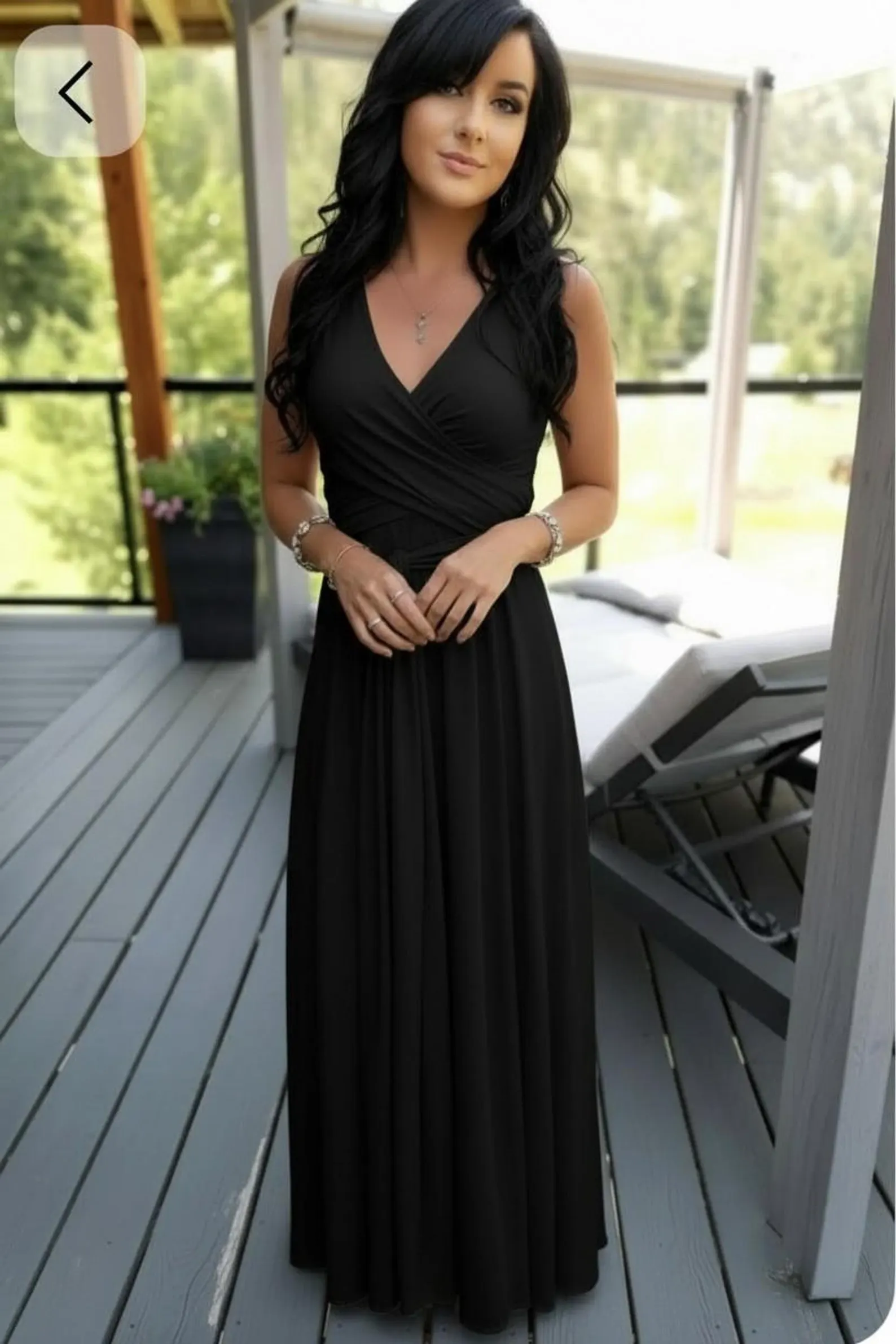 Maxi Black Dress, Bamboo Sleeveless Reversible Wrap, Size Options Available for Versatile Style