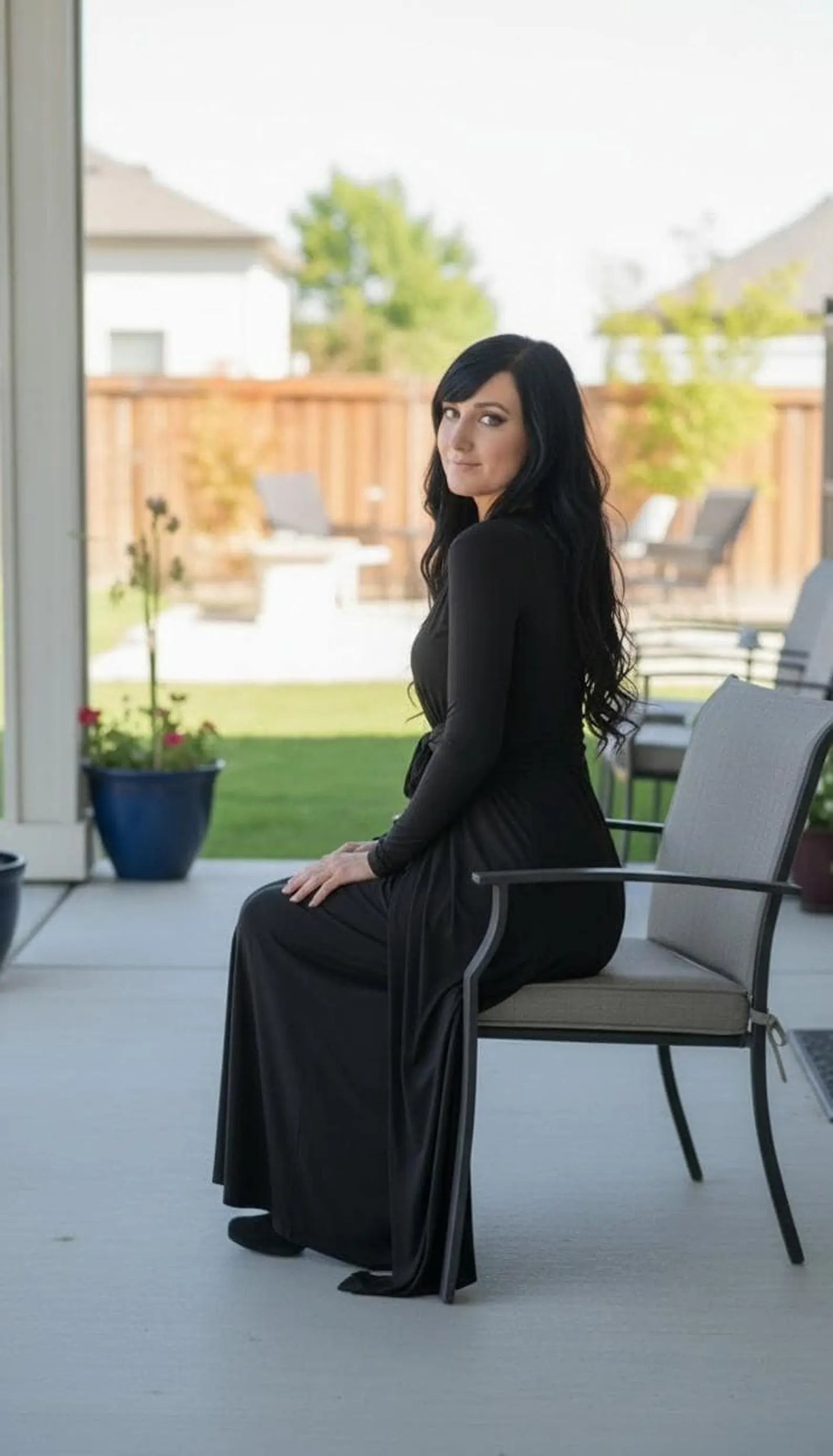 Long Black Cardigan with Ties, Cinched Waist Maxi Style