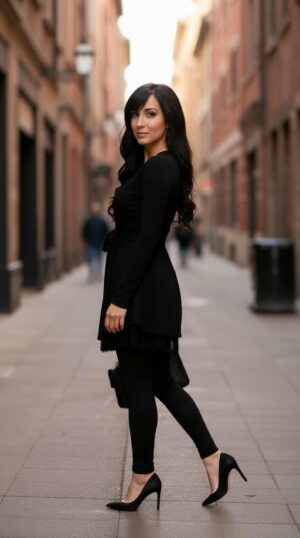 Black Cardigan with Waist Tie, Lightweight Spandex for Layering