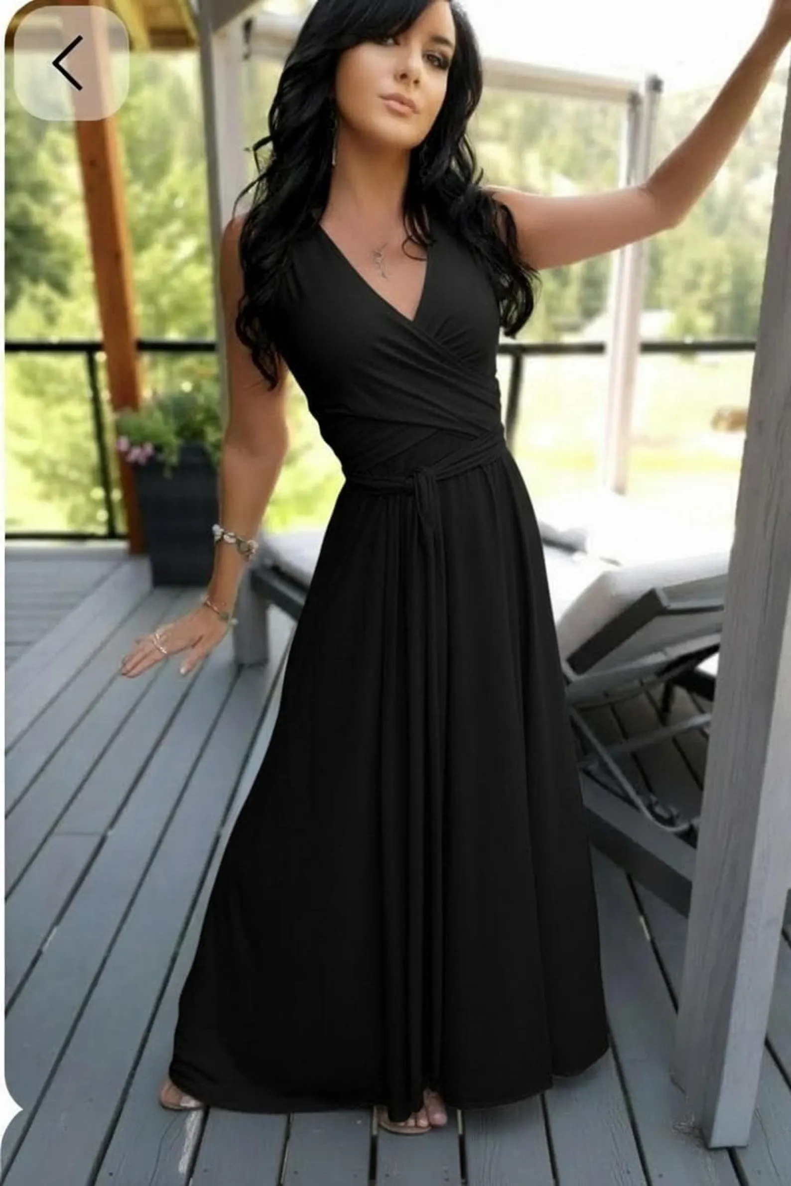 Maxi Black Dress, Bamboo Sleeveless Reversible Wrap, Size Options Available for Versatile Style
