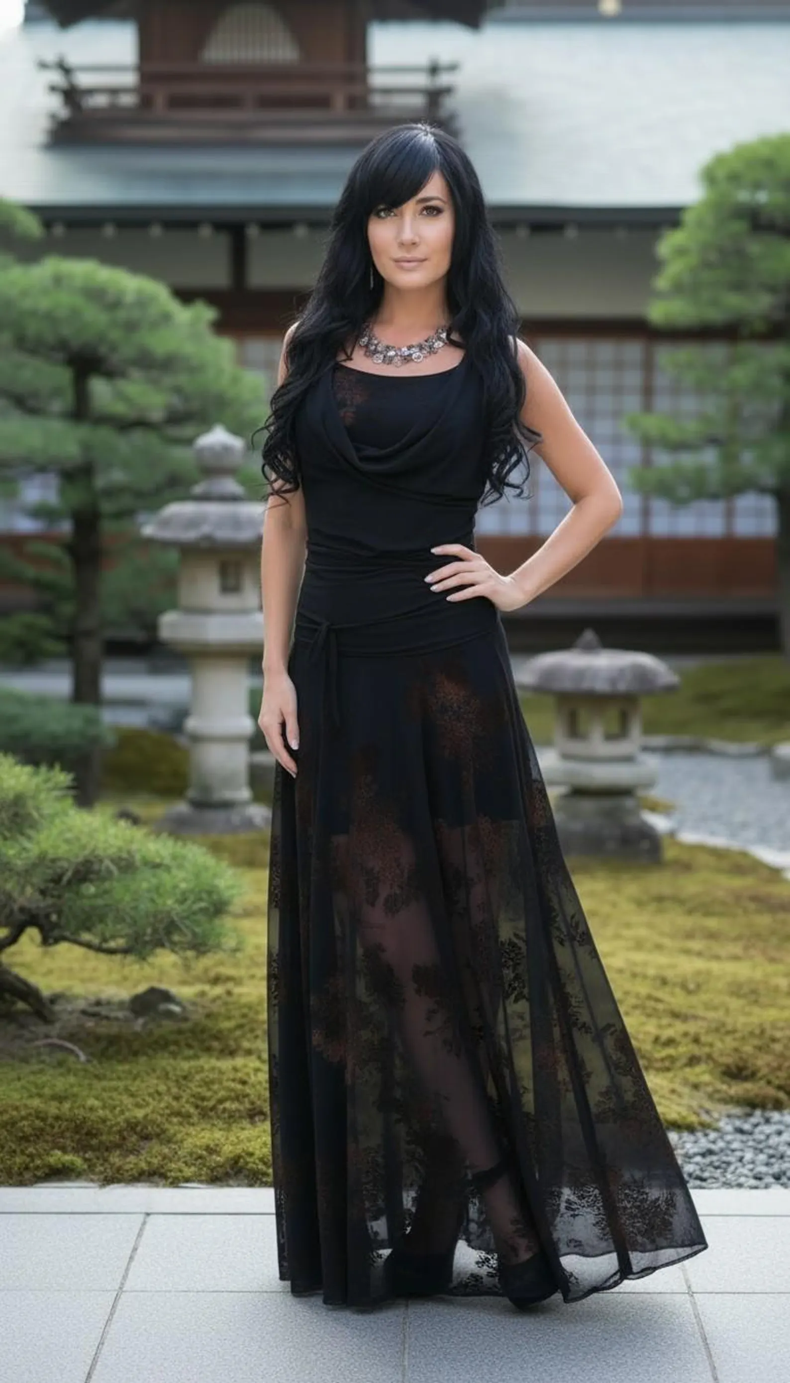 3 peice set. Crop top, maxi skirt with brown velvet stencil and cowl neck top that goes on top.