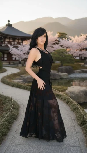 3 peice set. Crop top, maxi skirt with brown velvet stencil and cowl neck top that goes on top.