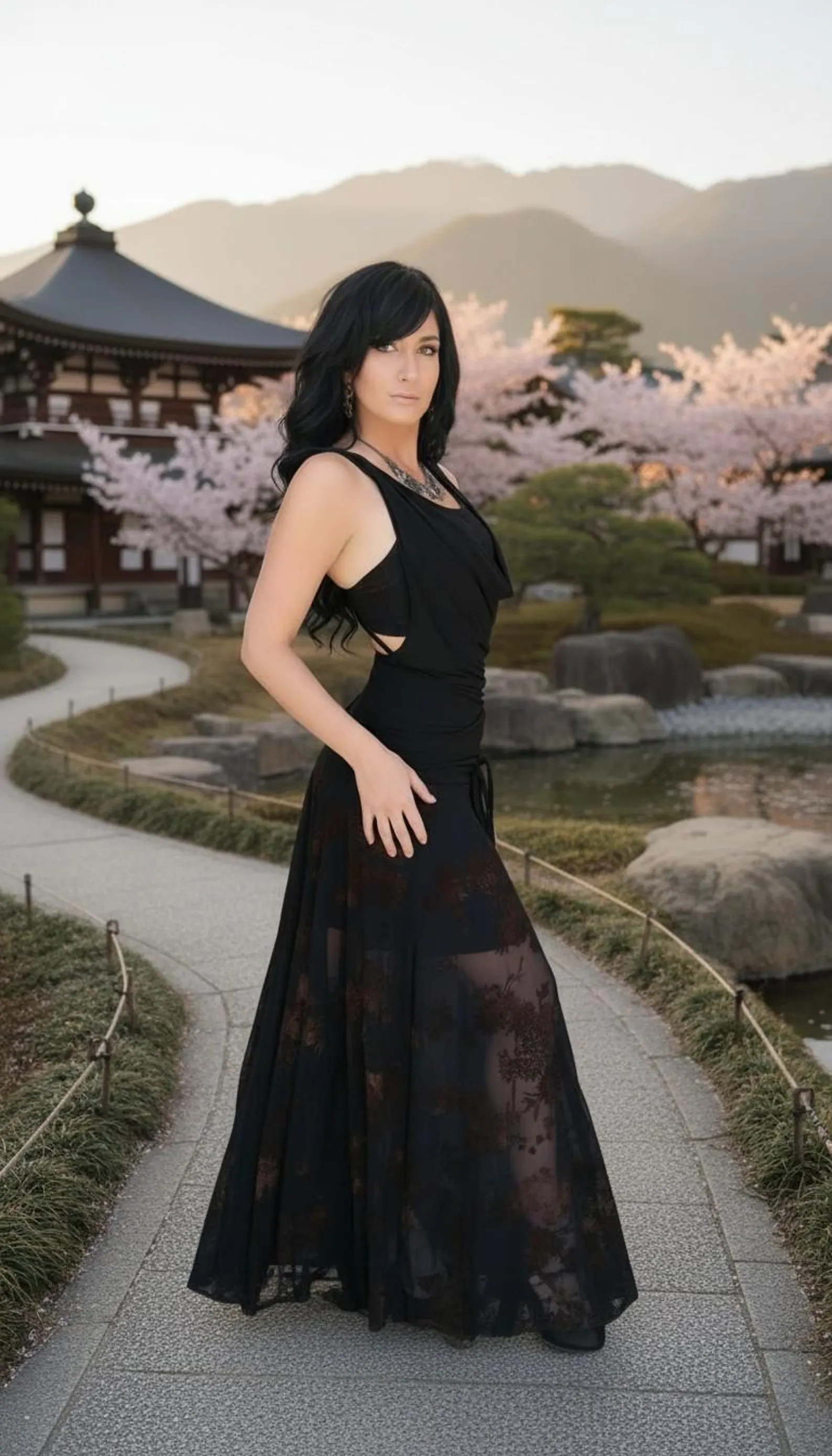 3 peice set. Crop top, maxi skirt with brown velvet stencil and cowl neck top that goes on top.